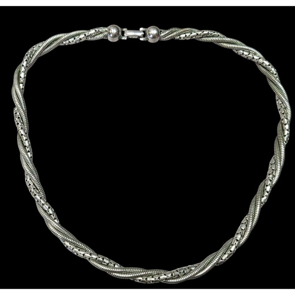 Elegant Twisted Multi-Chain Silver Tone Necklace